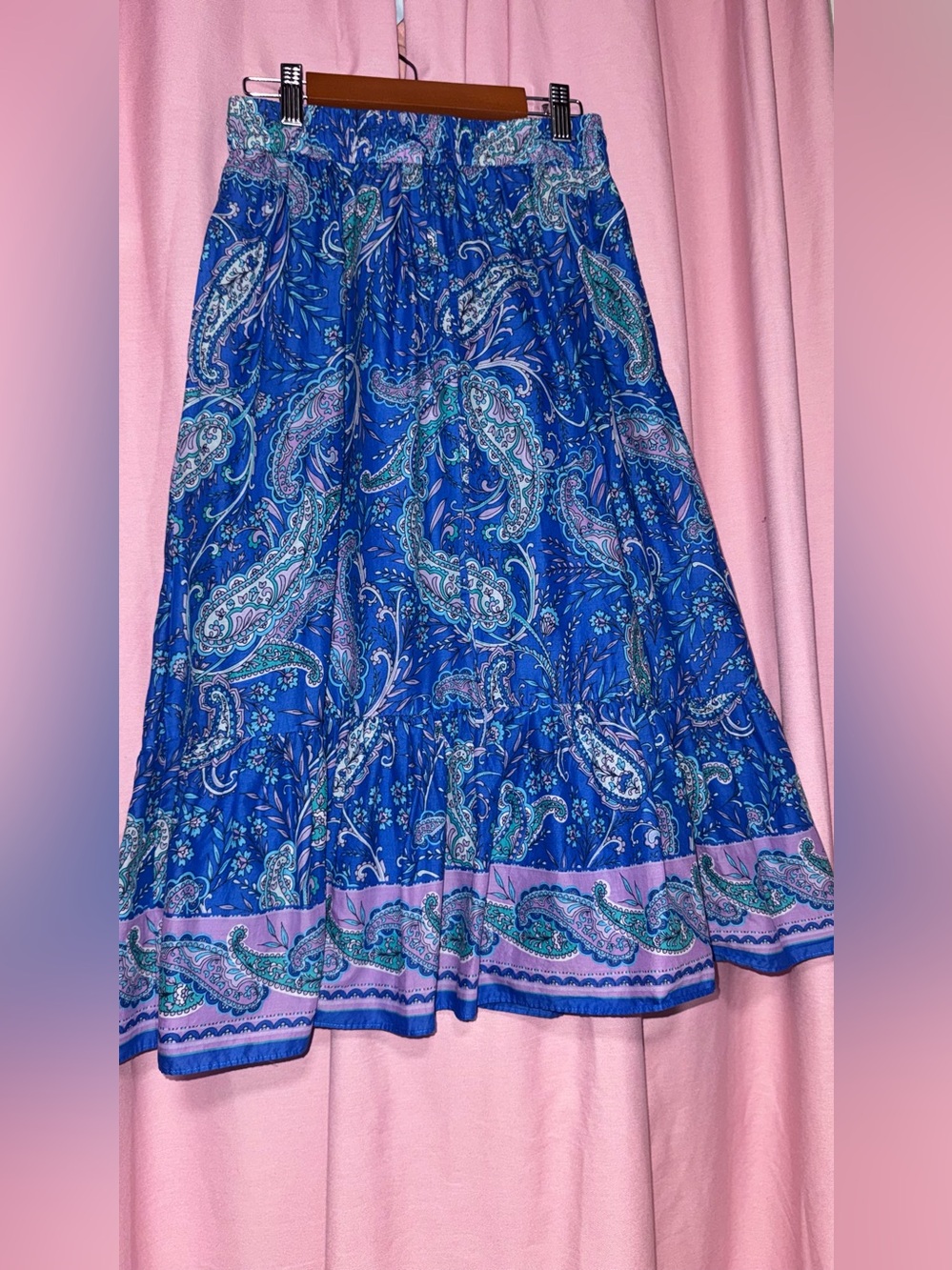 Blue Paisley Tiered Midi Skirt - Talbots